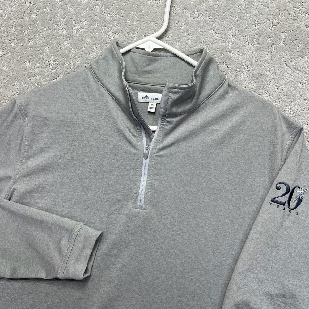 Peter Millar Pullover Mens M Gray Quarter Zip Activewear Performance 20 Years